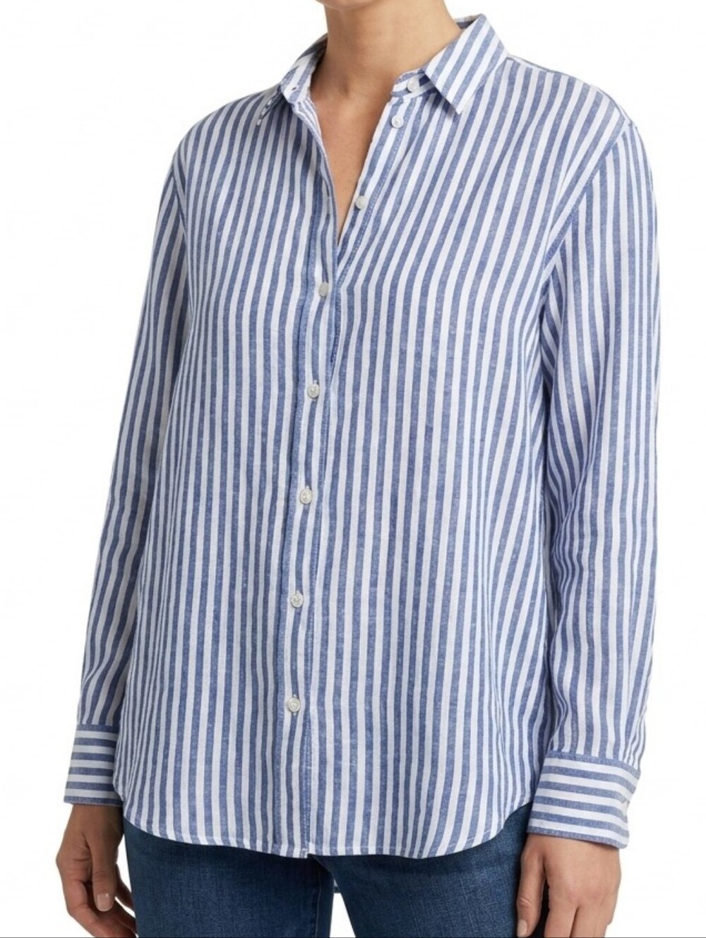 Hudson Jeans Blue & White Striped Button-Down Shirt 2X